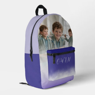 Custom Photo Collage Teal Ombre Personalised Schoo Printed Backpack
