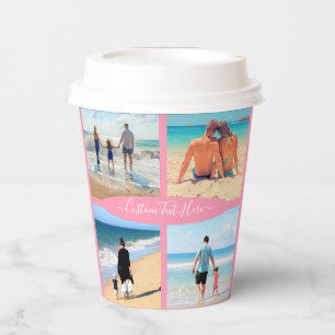 Custom Photo Collage Text Paper Cups  Personalised