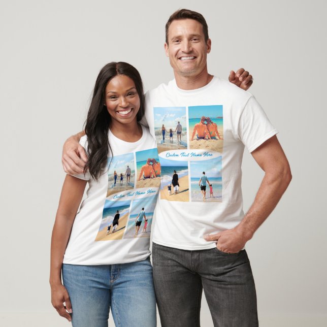 Custom Photo Collage Text T-Shirt Your Family Gift (Unisex)