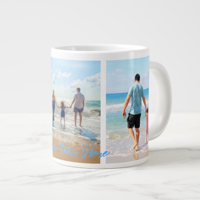 Custom Photo Collage Text Your Family Photos Gift Large Coffee Mug (Front Right)