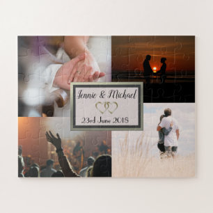 Custom Photo Collage Wedding Guest Jigsaw Puzzle