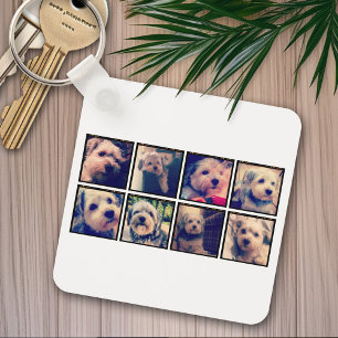 Custom Photo Collage with Square Photos Key Ring