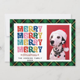 Custom Photo Colourful Christmas Flat Holiday Card