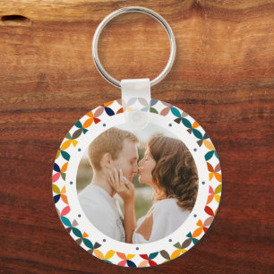 Custom Photo Colourful Geometric Keychain Gift