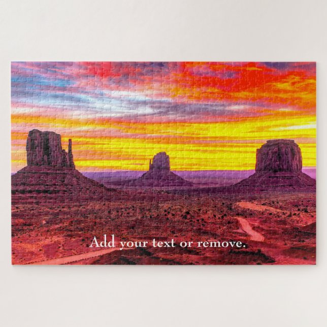 Custom photo colourful sunset Monument Valley Utah Jigsaw Puzzle (Horizontal)