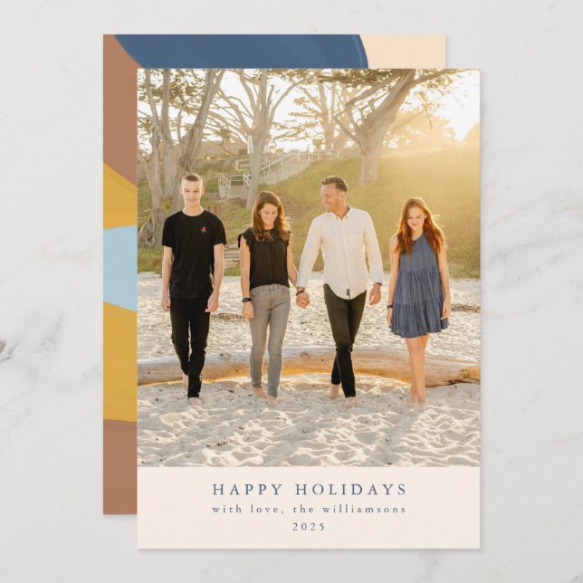 Custom Photo Colourful Unique Abstract Portrait Holiday Card (Front/Back)