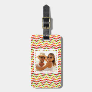 Custom Photo Colourful Zigzag Chevron Pattern Luggage Tag