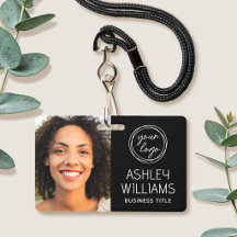 Custom Photo Company Logo Name Employee Black ID
