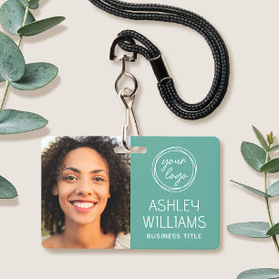 Custom Photo Company Logo Name Employee Green ID Badge