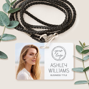 Custom Photo Company Logo Name Employee White ID Badge