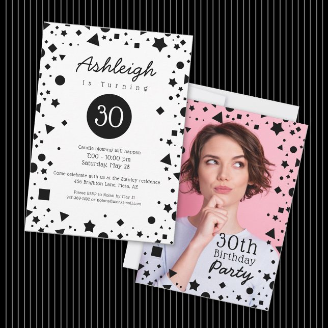 Custom Photo Confetti 30th Birthday Invitation (Creator Uploaded)