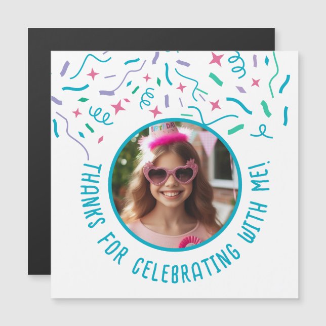 Custom Photo Confetti Birthday Party Thank You  (Front/Back)
