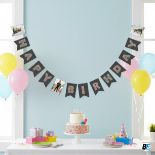 Custom Photo Confetti "Happy Birthday"  Bunting