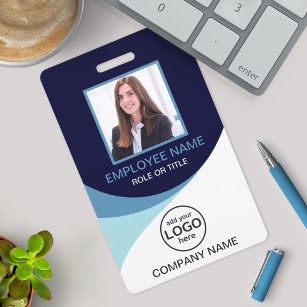 Custom Photo Corporate Employee Name Blue Tags    ID Badge