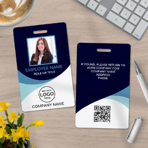 Custom Photo Corporate Employee Name Blue Tags    ID Badge
