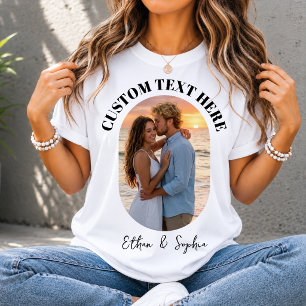 Custom Photo Couple and Text Couple Matching T-Shirt