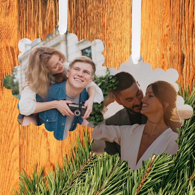Custom Photo Couples Engagement Her Personalised Tree Decoration Card (Creator Uploaded)