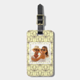Custom Photo Cream Floral Pattern Luggage Tag