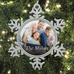 Custom Photo Create Your Own Snowflake Pewter Christmas Ornament<br><div class="desc">Create your own personalised ornament with your custom image and name. Add your favourite photo, design or artwork to create something really unique. To edit this design template, click 'Change' and upload your own image as shown above. Click 'Customise' button to add text, customise fonts and colours. Treat yourself or...</div>