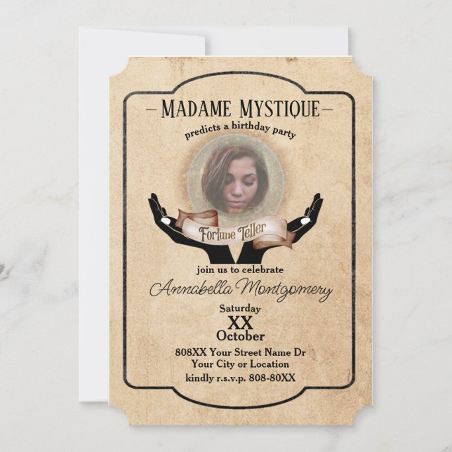 Custom Photo Crystal Ball Psychic Party Invitation (Front)