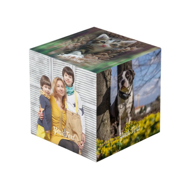 Custom Photo Cube with Text Personalized Design (Front Angled)