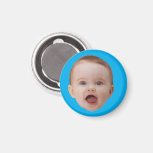 Custom Photo , Custom Photo Face Blue Magnet