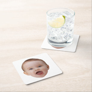 Custom Photo, Custom Photo Face Square Paper Coaster