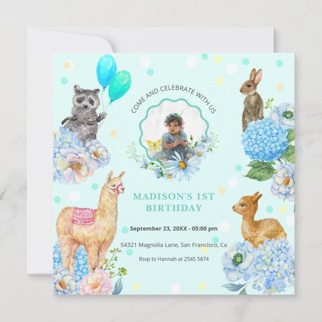 Custom Photo Cute Animals  Birthday Invitation (Front)