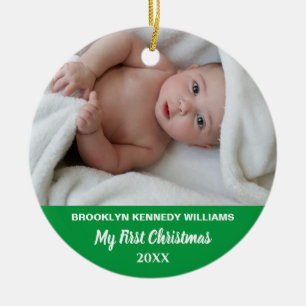 Custom Photo Cute New Baby Newborn First Christmas Ceramic Tree Decoration