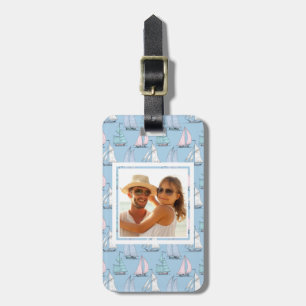 Custom Photo Cute Sailboat Pattern 1 Luggage Tag