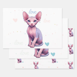 Custom Photo Cute Sphynx Kitty Cat Personalised Wrapping Paper Sheet