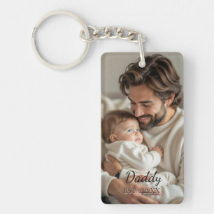 Custom Photo "DADDY'' Modern Key Ring