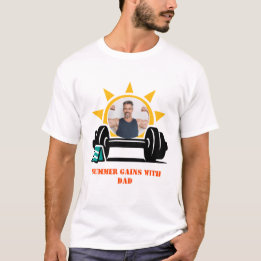 Custom photo Dad's Summer Barbell Father's Day T-Shirt