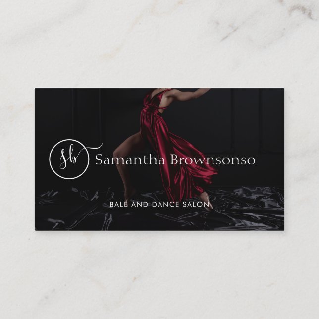 Custom photo dance studio choreographer business card (Back)