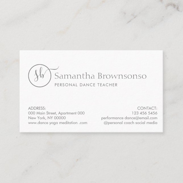 Custom photo dance studio choreographer business card (Front)