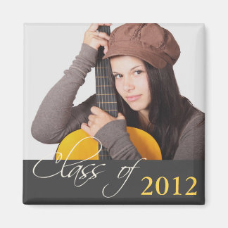 Custom photo dark grey class of school graduation magnet