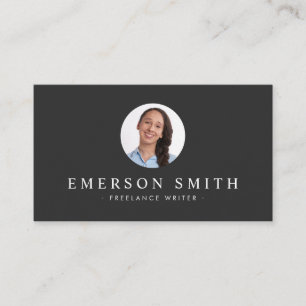 Custom photo dark grey modern minimalist business card