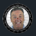 Custom Photo Dartboard & Text - BLACK Surround<br><div class="desc">Custom Photo Dartboard template with personalized text and BLACK round photo framing surround (other color surrounds available in store). Your face on a dartboard. One click personalize upper and lower text plus replace image, or full customization via Edit Screen. Regulation size with metal frame and 6 brass darts (Stars and...</div>
