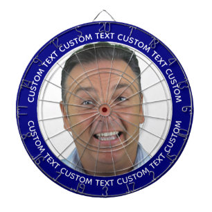 Custom Photo Dartboard & Text - NAVY BLUE Surround