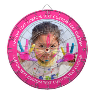 Custom Photo Dartboard & Text - PINK Surround