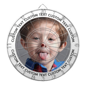 Custom Photo Dartboard & Text - WHITE Surround