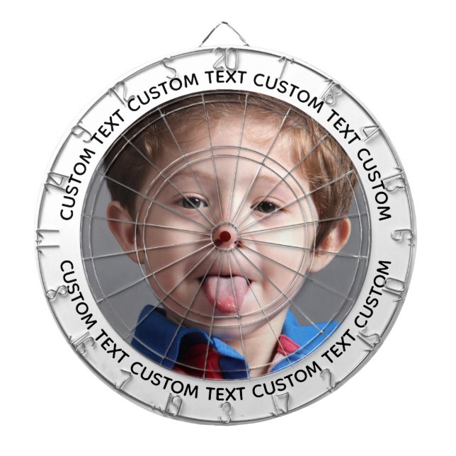 Custom Photo Dartboard & Text - WHITE Surround (Front)