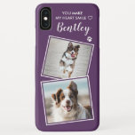 Custom Photo Dog Cat Pet Collage Cute Quote Photo Case-Mate iPhone Case<br><div class="desc">You Make My Heart Smile ... Now you can carry your best friend with you wherever you go with this custom dog pet photo iPhone case . This 2 photo collage with heart and paw print design is trendy, elegant, cool and cute. Customise with your favourite dog photo, cat photo,...</div>