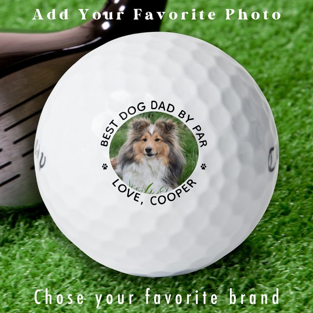 Custom Photo DOG DAD Personalised Modern Golfer  Golf Balls (Creator Uploaded)