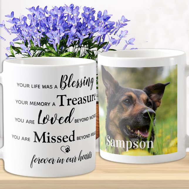 Custom Photo Dog Loss Remembrance Pet Memorial Coffee Mug (Creator Uploaded)