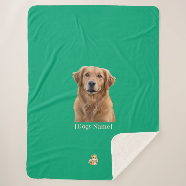 Custom Photo Dog Memorial Sherpa Blanket (Front)
