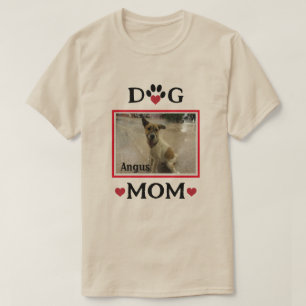 Custom Photo Dog Paws With Red Hearts "Dog Mum"  T-Shirt