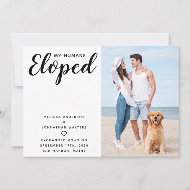Custom Photo Dog Wedding Elopement Announcement (Front)
