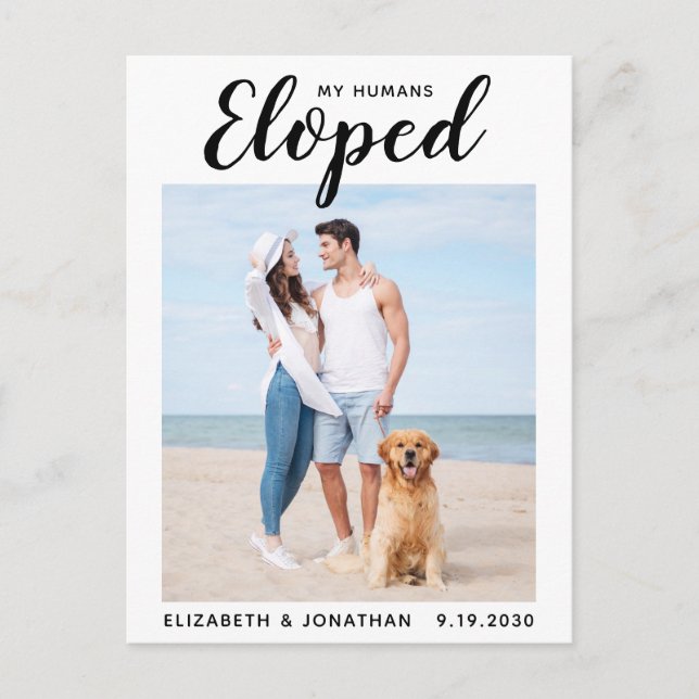 Custom Photo Dog Wedding Elopement We Eloped Announcement Postcard (Front)