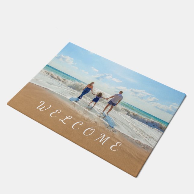 Custom Photo Doormat with Your Photos - Welcome (Angled)